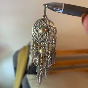 Lucky Brand dream catcher boho southwestern dangle earrings two tone